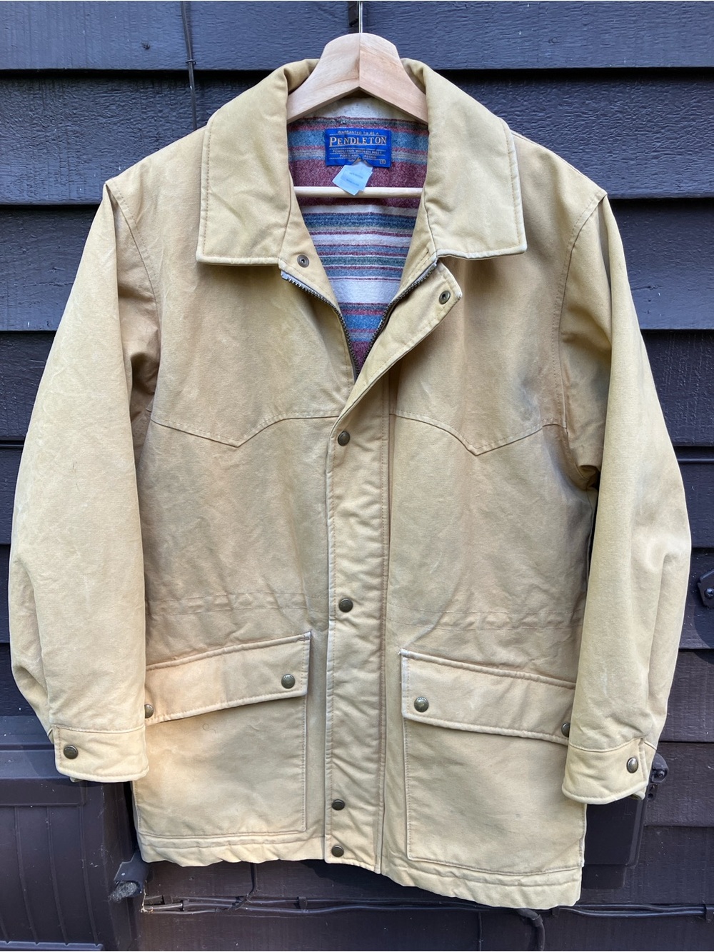 Pendleton Men's Sandstone Canvas Field Jacket with Patterned Lining